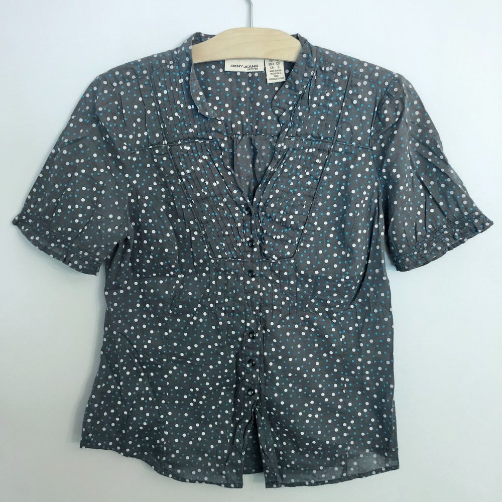 DKNY Jeans Petites Polka Dot Buttondown Blouse